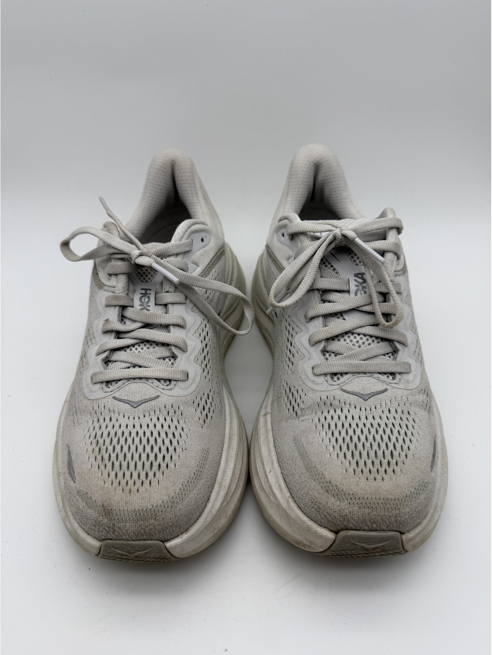 Hoka Bondi 9 Running Shoes in Light Gray - Size 8B